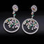 Glossy Silver-Plated Colored Stone Circle Drop Earrings - - Luxury Jewelry by WAAMII