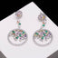 Glossy Silver-Plated Colored Stone Circle Drop Earrings - - Luxury Jewelry by WAAMII