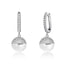 Glossy Silver-Tone Ceramic Zircon Ball Hook Earrings - silver and white A - Luxury Jewelry by WAAMII