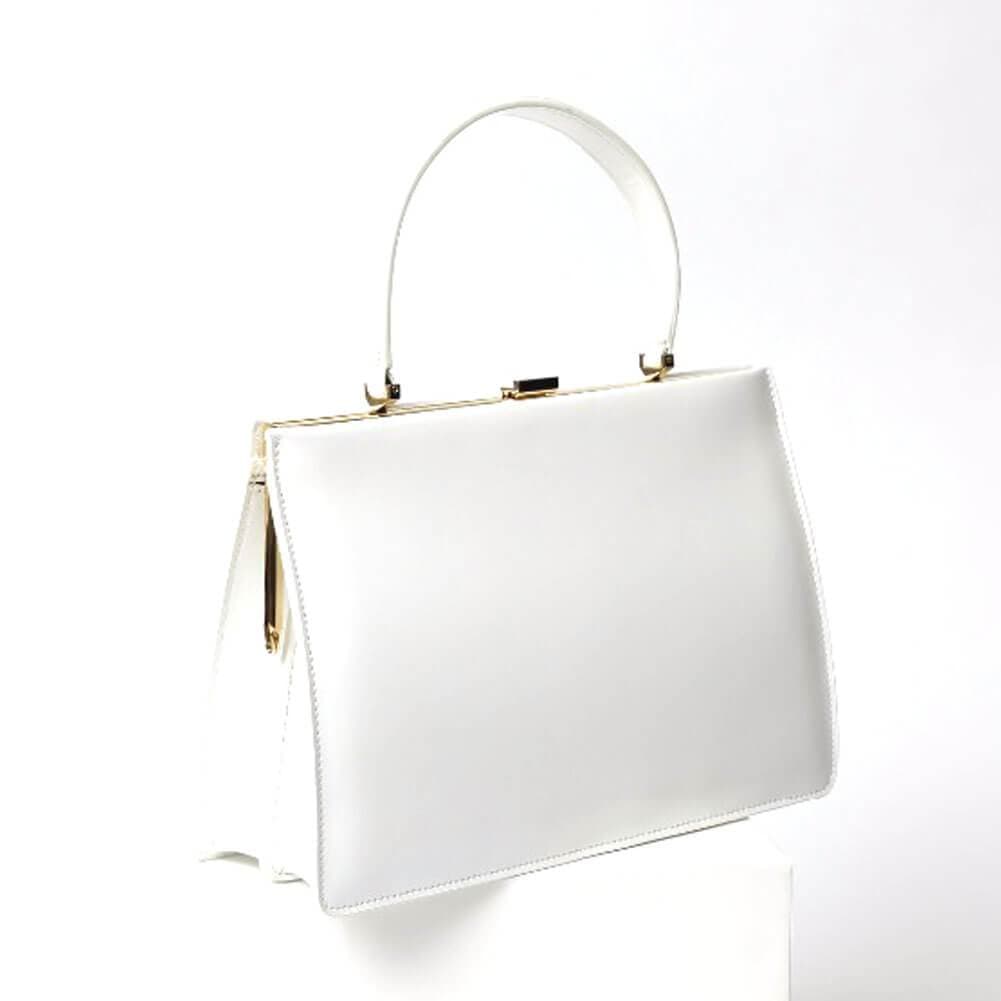 Gold Clip Buckle Top Genuine Leather Tote Lady Business Bag - - Luxury bags by WAAMII
