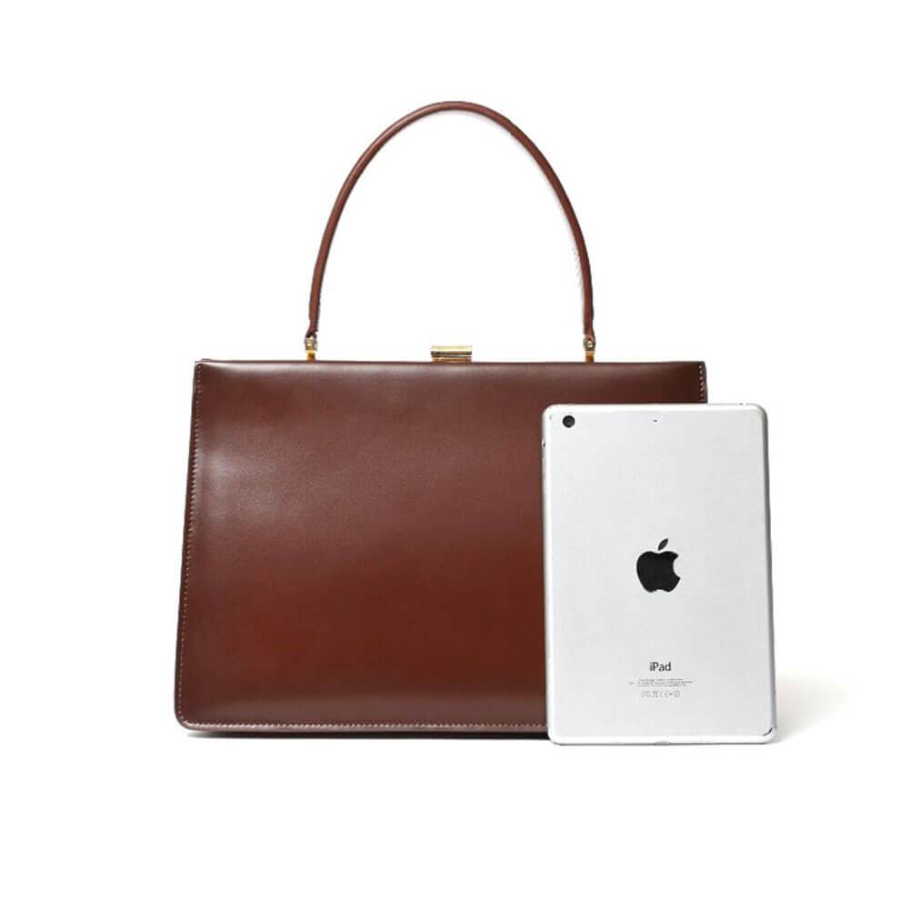 Gold Clip Buckle Top Genuine Leather Tote Lady Business Bag - - Luxury bags by WAAMII
