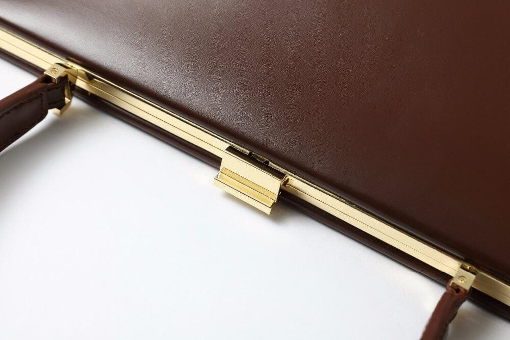 Gold Clip Buckle Top Genuine Leather Tote Lady Business Bag - - Luxury bags by WAAMII