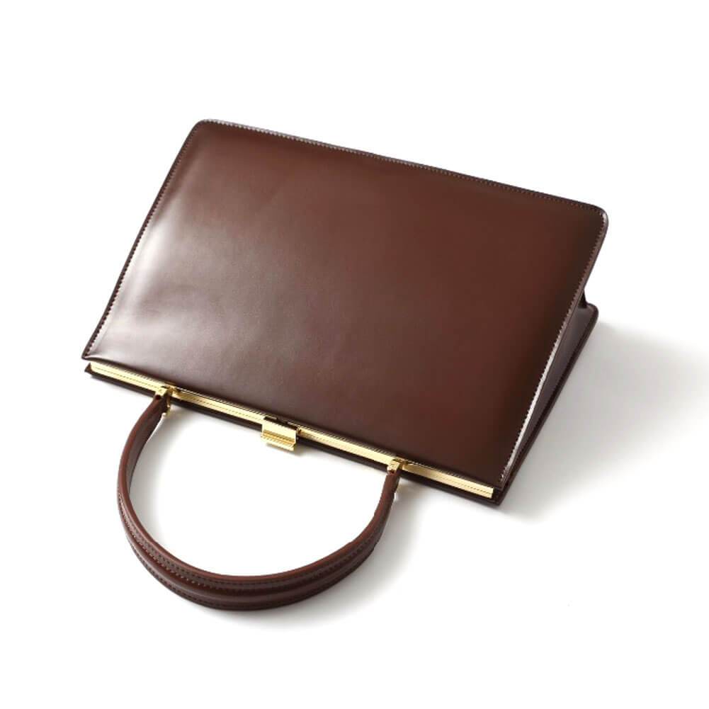 Gold Clip Buckle Top Genuine Leather Tote Lady Business Bag - - Luxury bags by WAAMII
