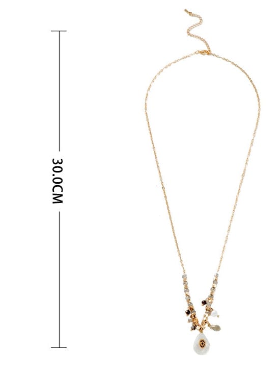 Gold Plated Natural Stone Drop Long Necklace - - Luxury Jewelry by WAAMII