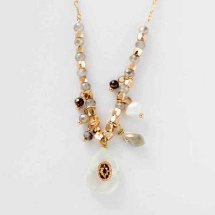 Gold Plated Natural Stone Drop Long Necklace - - Luxury Jewelry by WAAMII