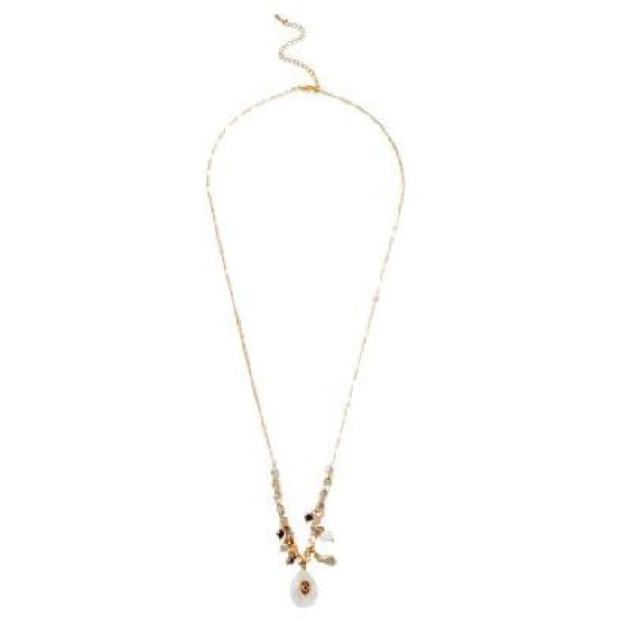Gold Plated Natural Stone Drop Long Necklace - - Luxury Jewelry by WAAMII