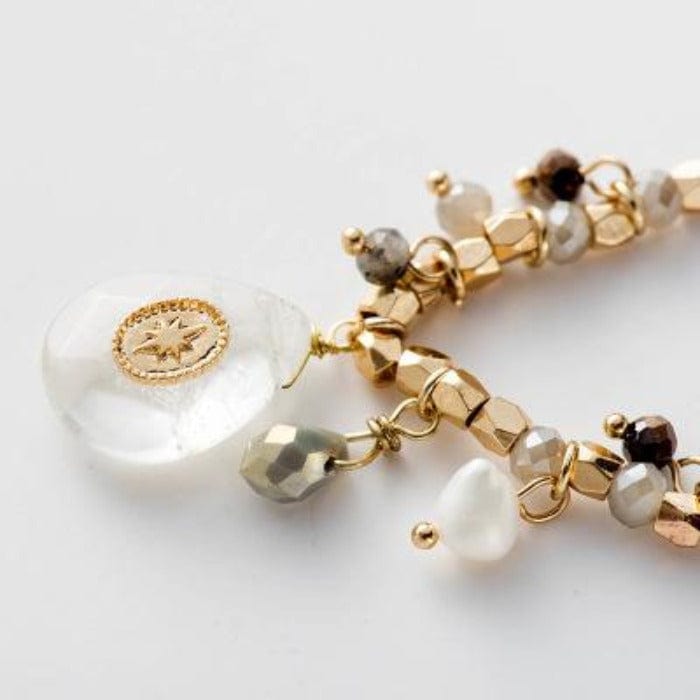 Gold Plated Natural Stone Drop Long Necklace - - Luxury Jewelry by WAAMII