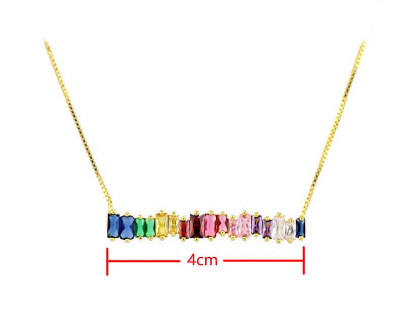 Gold Plated Rainbow AAA Cubic Zirconia Tennis Chain Necklace Choker - - Luxury Jewelry by WAAMII