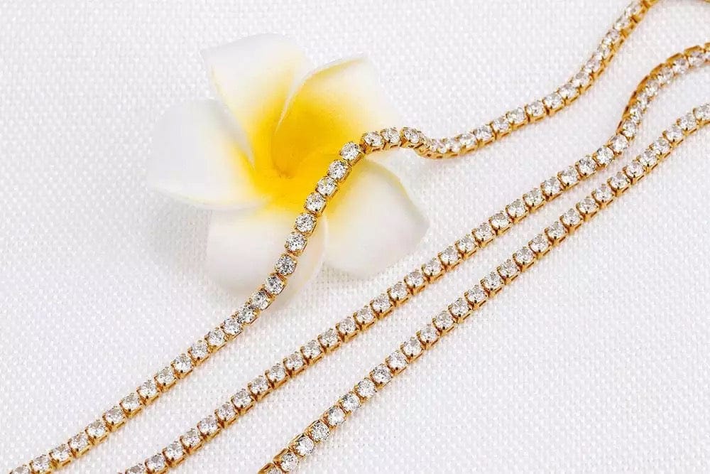Gold Plated Rainbow AAA Cubic Zirconia Tennis Chain Necklace Choker - - Luxury Jewelry by WAAMII