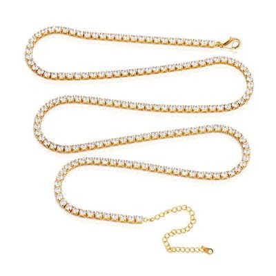 Gold Plated Rainbow AAA Cubic Zirconia Tennis Chain Necklace Choker Jewelry WAAMII Type B White Necklace  