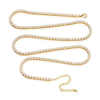 Gold Plated Rainbow AAA Cubic Zirconia Tennis Chain Necklace Choker - Type B White Necklace - Luxury Jewelry by WAAMII