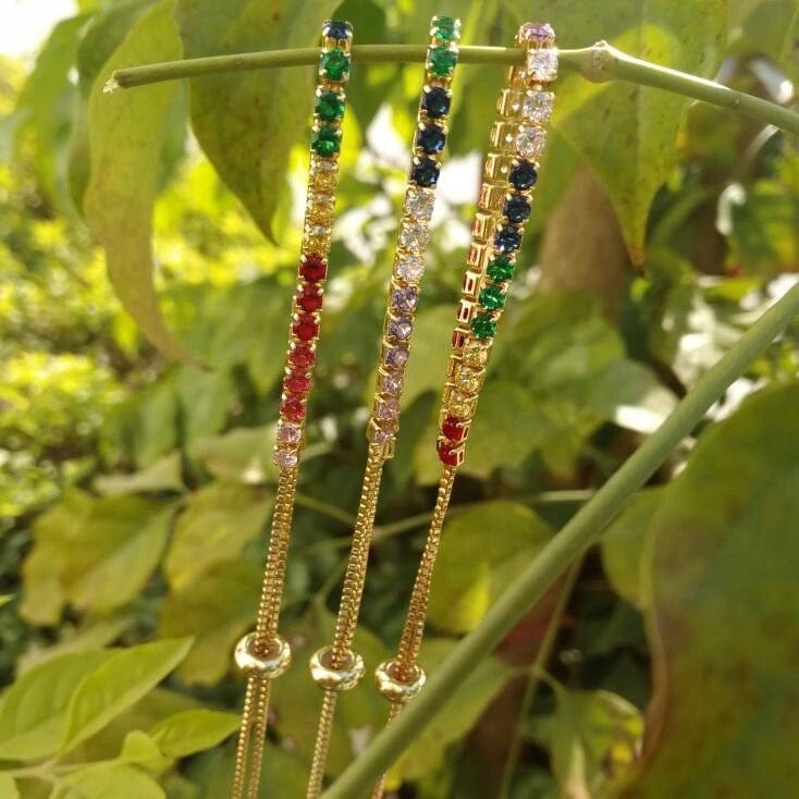 Gold Plated Rainbow AAA Cubic Zirconia Tennis Chain Necklace Choker - - Luxury Jewelry by WAAMII
