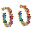 Gold-Tone Colored Gemstone Hoop Earrings