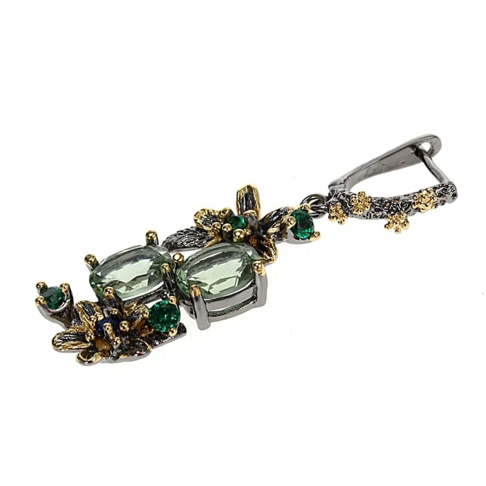 Green Zircon Floral Vintage Statement Earrings - - Luxury Jewelry by WAAMII