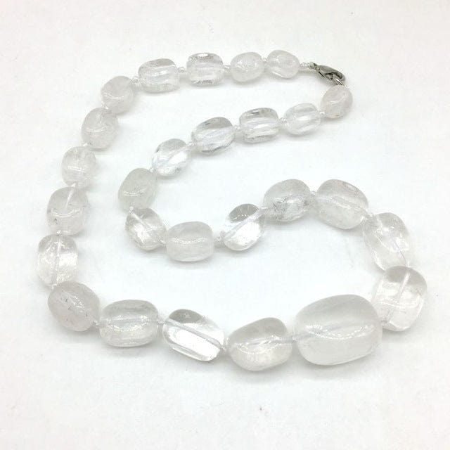 Hand-made Gradient Natural Stone Birthstone Necklaces Mottled Beads Size 9x12 mm to 16x24mm - rock crystal - Luxury Jewelry by WAAMII