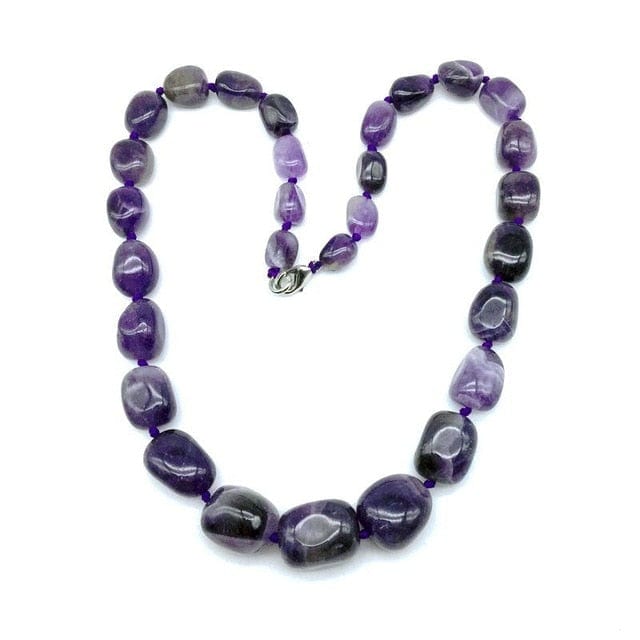 Hand-made Gradient Natural Stone Birthstone Necklaces Mottled Beads Size 9x12 mm to 16x24mm Jewelry WAAMII amethyst stone  