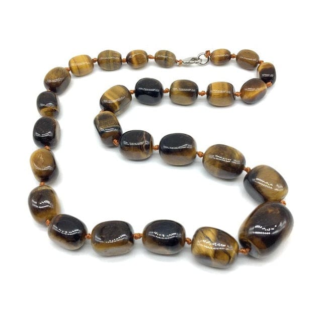 Hand-made Gradient Natural Stone Birthstone Necklaces Mottled Beads Size 9x12 mm to 16x24mm - tiger eye bead - Luxury Jewelry by WAAMII