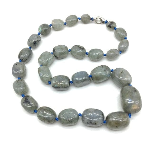 Hand-made Gradient Natural Stone Birthstone Necklaces Mottled Beads Size 9x12 mm to 16x24mm - labradorite stone - Luxury Jewelry by WAAMII