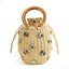 Handmade Rhinestone Crystal Embellished Mini Straw Bucket Bag-WM0313 - beige - Luxury bags by WAAMII