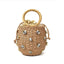 Handmade Rhinestone Crystal Embellished Mini Straw Bucket Bag-WM0313 bags WAAMII brown  