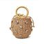 Handmade Rhinestone Crystal Embellished Mini Straw Bucket Bag-WM0313 - brown - Luxury bags by WAAMII
