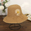 Handmade Silk Embroidered Daisy Woven Summer Straw Hat For Lady-WCM084 Accessories WAAMII Camel  