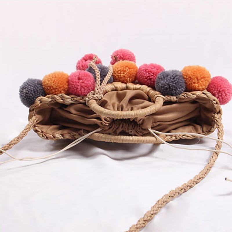 Handmade Straw Hairball Tassel Handbag Travel Beach Bag - - Luxury bags by WAAMII
