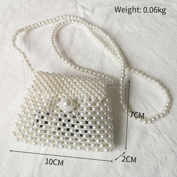 Handmade Woven Beaded Pearl  Clutch Tote Messenger Bag Evening Bags bags WAAMII beige model H1