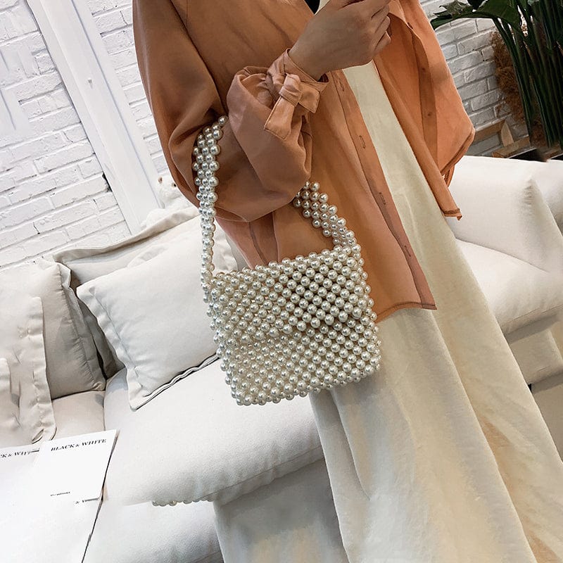 Handmade Woven Beaded Pearl Clutch Tote Messenger Bag Evening Bags - - Luxury bags by WAAMII