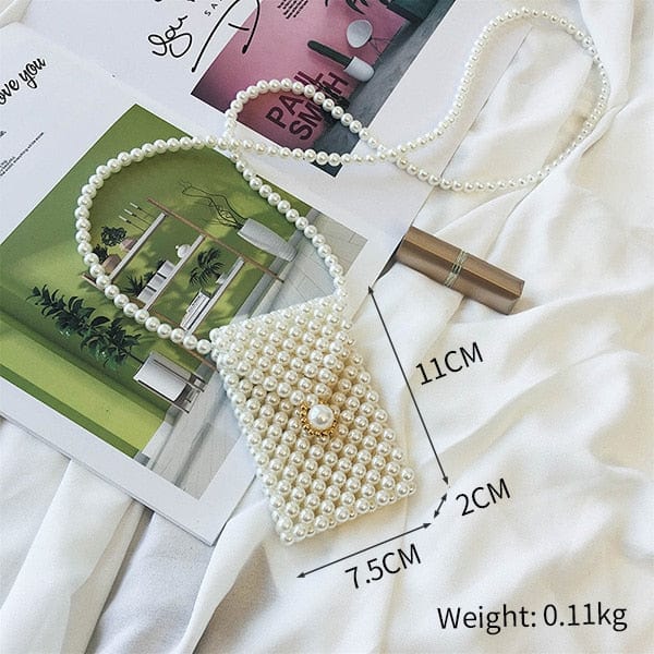 Handmade Woven Beaded Pearl Clutch Tote Messenger Bag Evening Bags - beige model A1 - Luxury bags by WAAMII