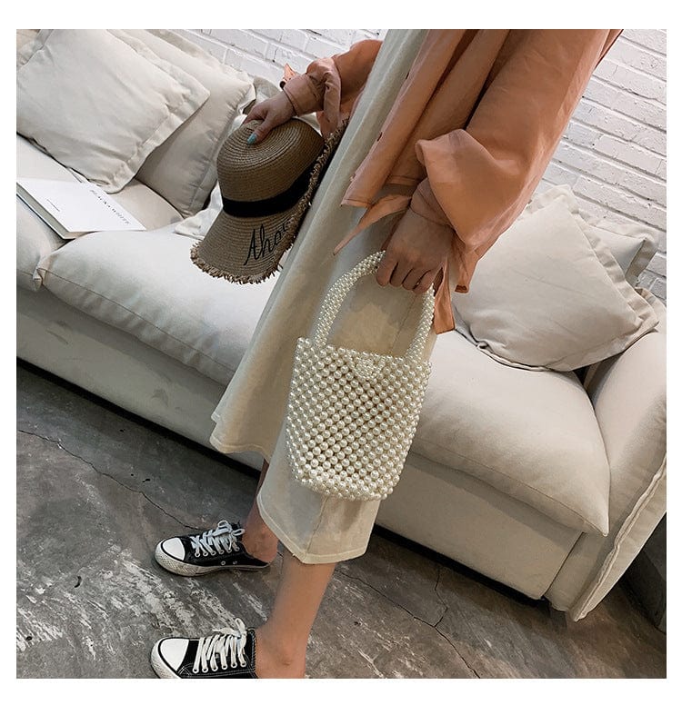 Handmade Woven Beaded Pearl Clutch Tote Messenger Bag Evening Bags - - Luxury bags by WAAMII