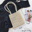 Handmade Woven Beaded Pearl Clutch Tote Messenger Bag Evening Bags - beige model O - Luxury bags by WAAMII