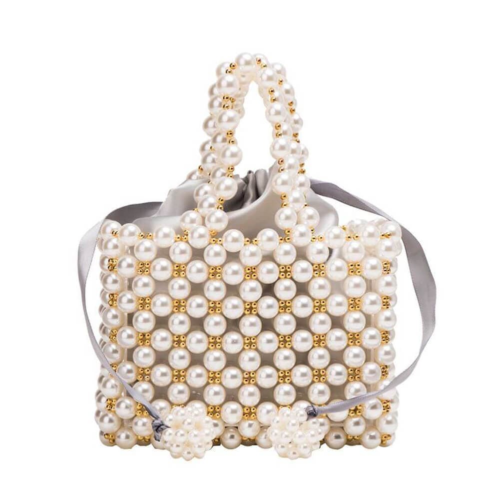 Handmade Woven Beaded Pearl Clutch Tote Messenger Bag Evening Bags - - Luxury bags by WAAMII