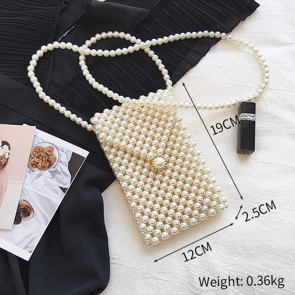 Handmade Woven Beaded Pearl  Clutch Tote Messenger Bag Evening Bags bags WAAMII beige model A2  