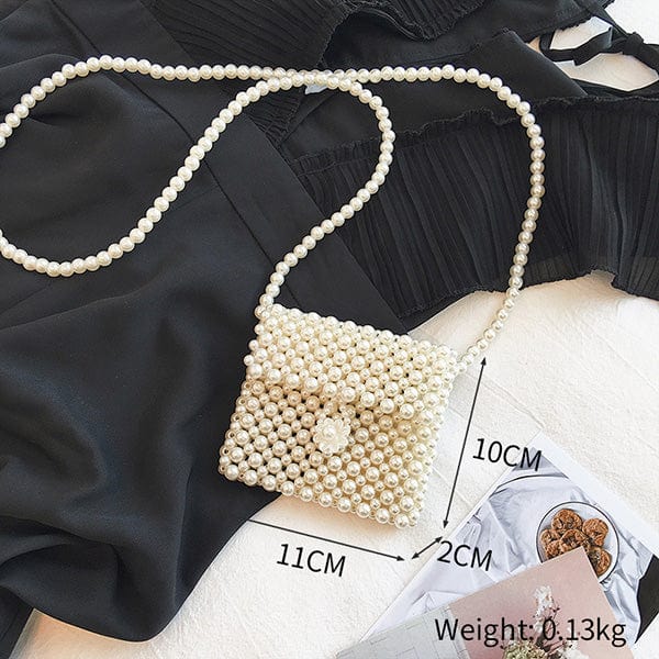 Handmade Woven Beaded Pearl  Clutch Tote Messenger Bag Evening Bags bags WAAMII beige model G1
