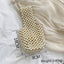 Handmade Woven Beaded Pearl Clutch Tote Messenger Bag Evening Bags - beige model J - Luxury bags by WAAMII
