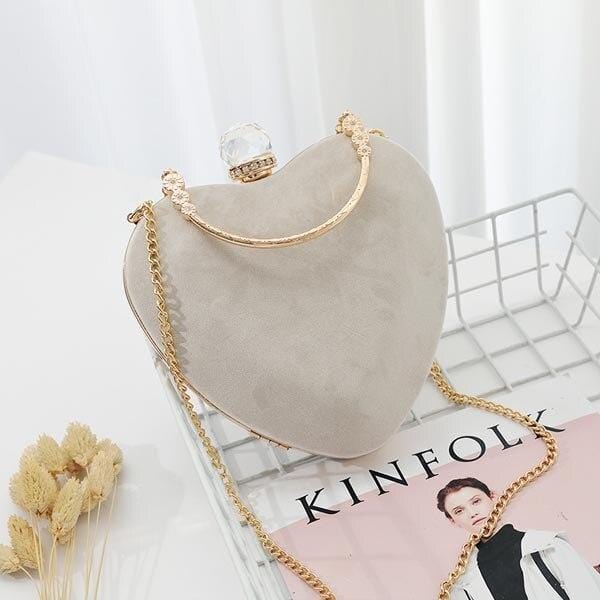 Heart-Shaped Diamonds Crystal Clutch - gray big - Luxury bags by WAAMII
