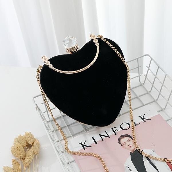 Heart-Shaped Diamonds Crystal Clutch - black big - Luxury bags by WAAMII