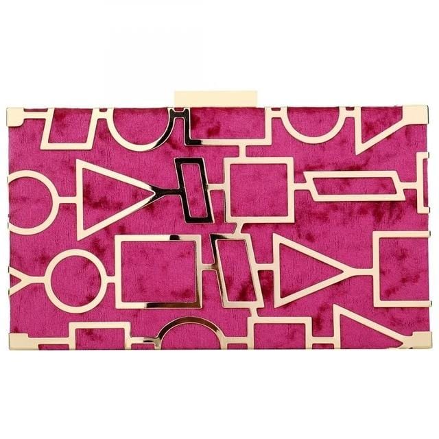 Hester Geometric Element Clutch - rose red - Luxury bags by WAAMII