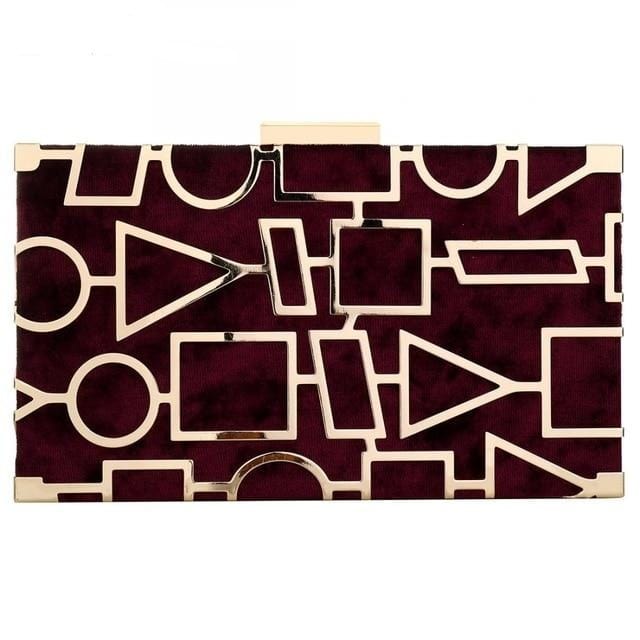 Hester Geometric Element Clutch - burgundy - Luxury bags by WAAMII