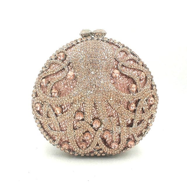 Hollow Out Diamante Octopus Crystal Clutches Purse - Pink - Luxury bags by WAAMII
