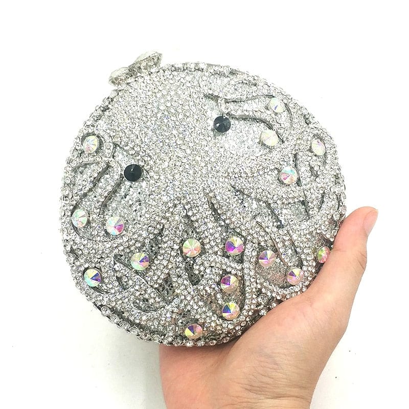 Hollow Out Diamante Octopus Crystal Clutches Purse bags WAAMII   