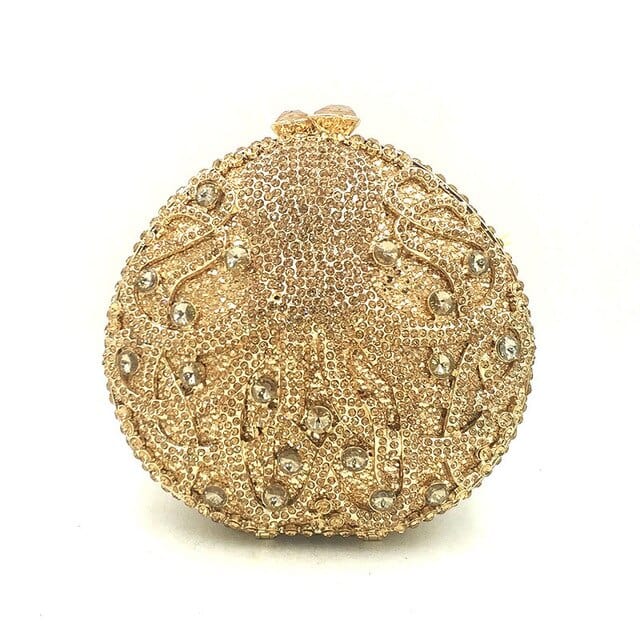 Hollow Out Diamante Octopus Crystal Clutches Purse bags WAAMII Gold