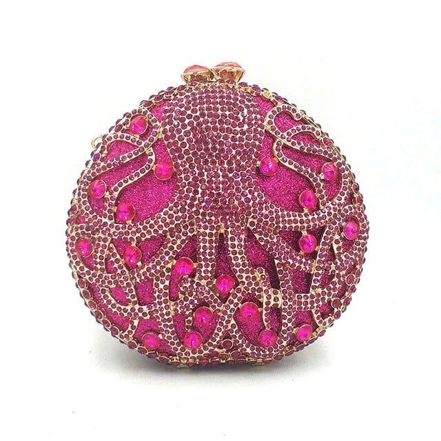 Hollow Out Diamante Octopus Crystal Clutches Purse bags WAAMII Purple