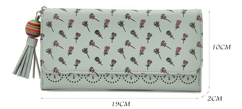 Hollow Out Vegan Leather Floral Wallet Card Holder Ladies Long Purse - - Luxury bags by WAAMII