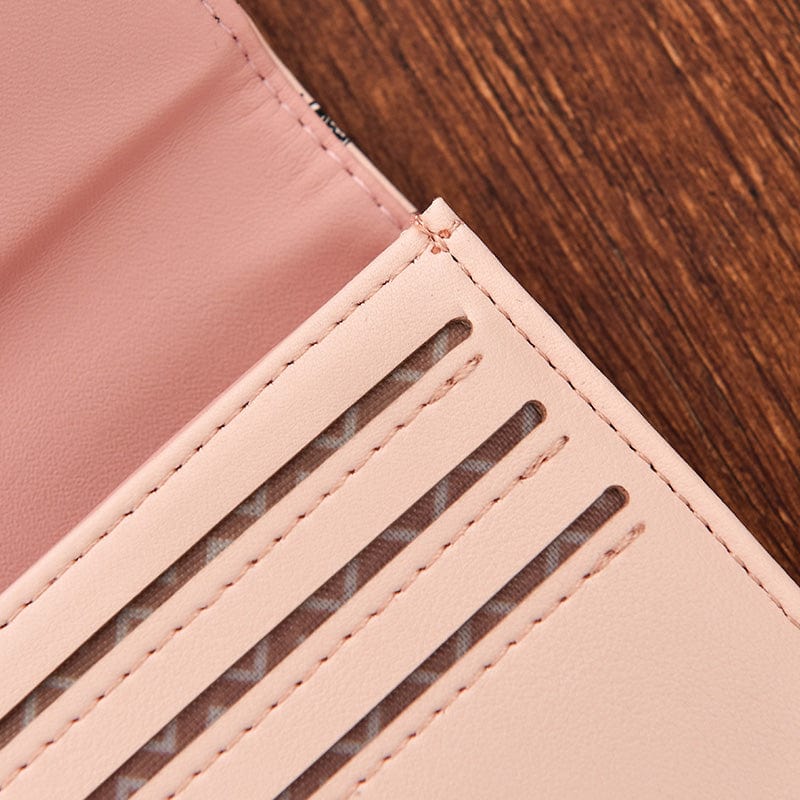 Hollow Out Vegan Leather Floral Wallet Card Holder Ladies Long Purse - - Luxury bags by WAAMII