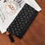 Hollow Out Vegan Leather Floral Wallet Card Holder Ladies Long Purse bags WAAMII Black  