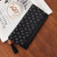 Hollow Out Vegan Leather Floral Wallet Card Holder Ladies Long Purse - Black - Luxury bags by WAAMII