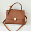 Jane Gold-Tone Knot Handle  Leather Satchel bags WAAMII Camel brown about 26x10x17cm 