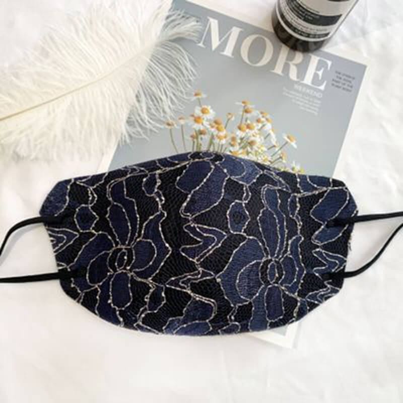 Embroidered Fabric Lace Face Mask-M22 - - Luxury Accessories by WAAMII
